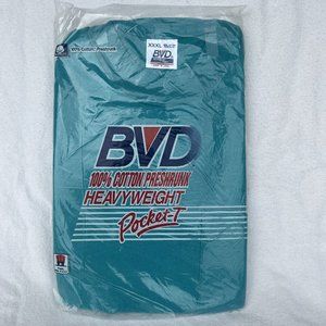 1990 NOS BVD 100% cotton men's pocket tee t shirt 3XL MIP Made in USA Teal